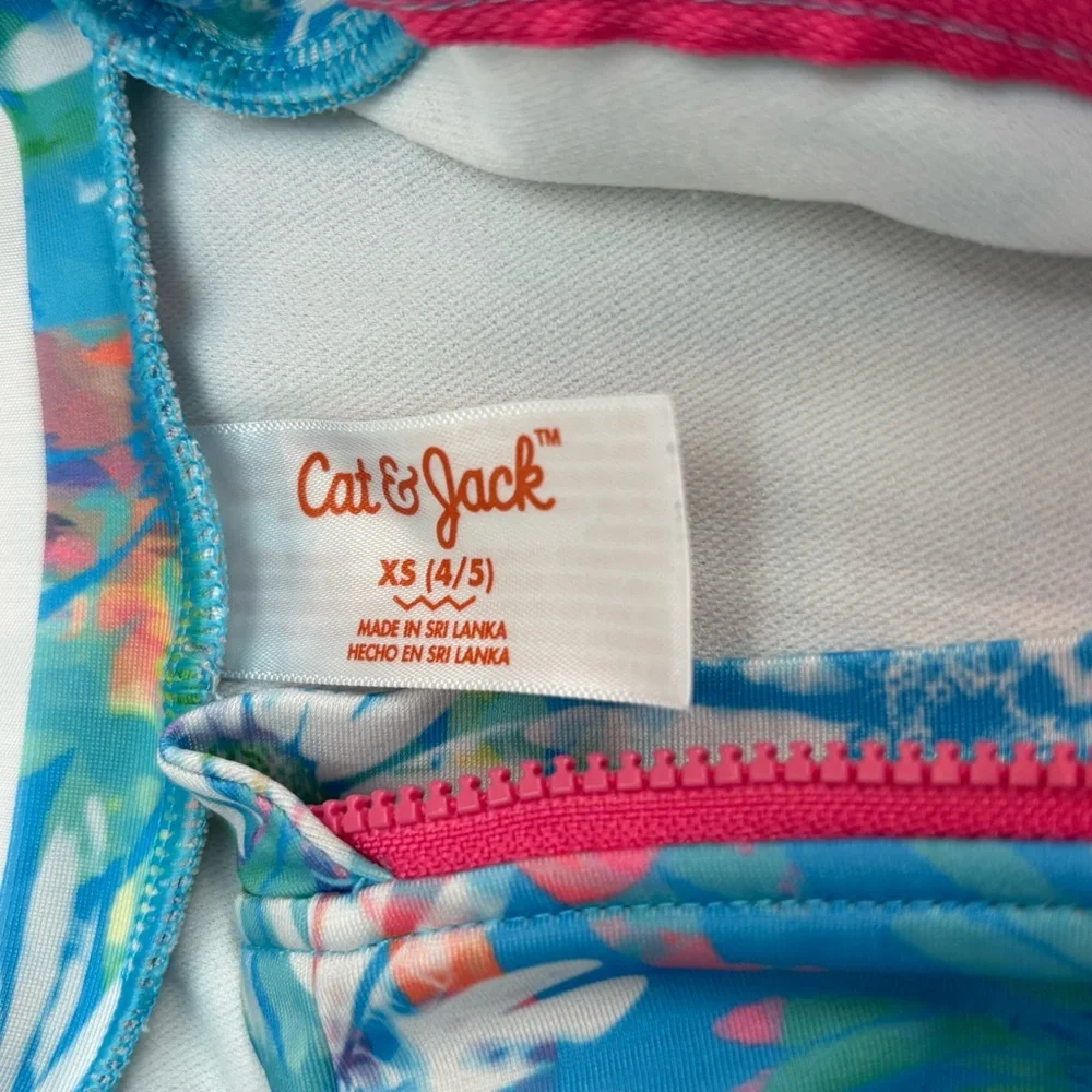 Cat & Jack Blue Floral Swimsuit Long Sleeve